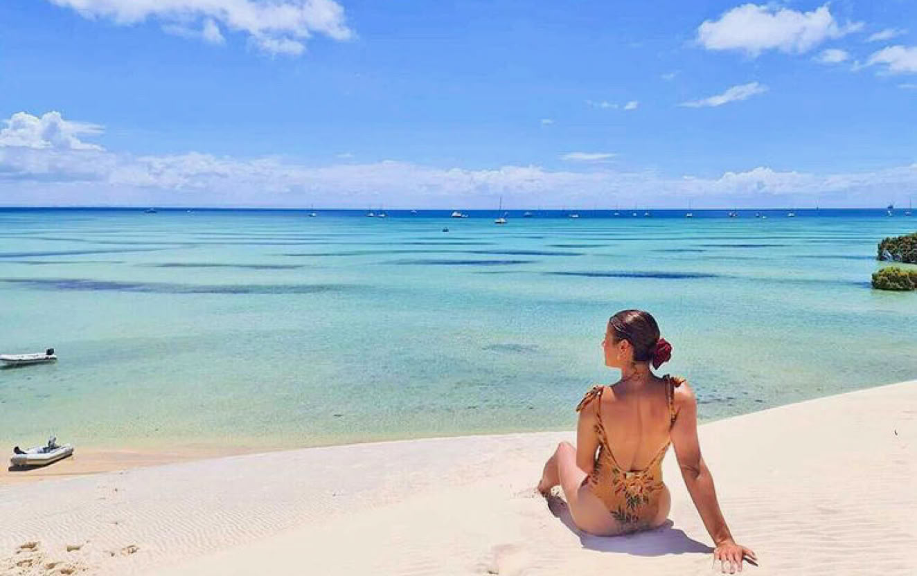 Masa, a charter guest enjoying The Sandhills, Moreton Island